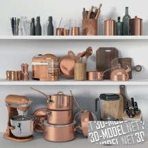 3d-модель Кухонная посуда и техника из меди
