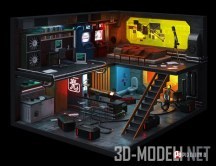 3d-модель Интерьер в стиле Cyberpunk