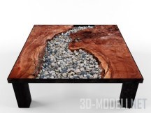 Кофейный столик из корня и гальки