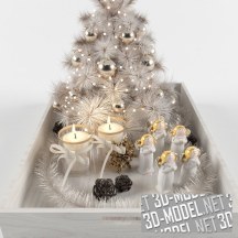 3d-модель Рождественский декор на белом подносе