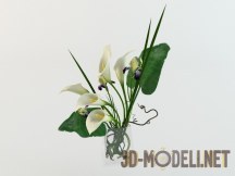 3d-модель Каллы и ирисы в стеклянной вазе
