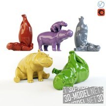 3d-модель Фигурки забавных бегемотов
