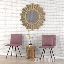 3d-модель Розовые стулья и зеркало