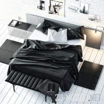 3d-модель Набор с кроватью, для лофтовой спальни