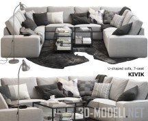 3d-модель Мебельный сет от IKEA с ковром Helmut Lang