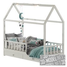 3d-модель Детская кровать-домик и декор