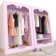 Одежда для девочки, в розовом шкафу