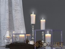Декоративная композиция из свечей и шишек