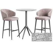 3d-модель Набор со стулом Amy Konyshev и столом OTX