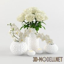 3d-модель Вазы с орхидеями и розами