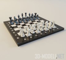 3d-модель Шахматная доска с фигурами из гранита и мрамора