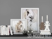 3d-модель Набор декора с картинами и подсвечниками