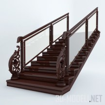 3d-модель Лестница из дерева и стекла