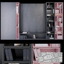 Шкаф в серо-розовой отделке