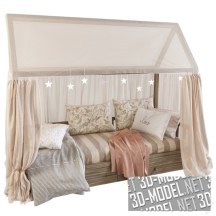 3d-модель Детская кровать-домик со звездами
