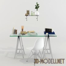 3d-модель Стеклянный стол с печатной машинкой