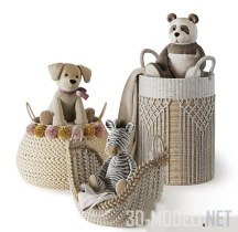 3d-модель Корзинки с игрушками (панда, зебра, щенок)