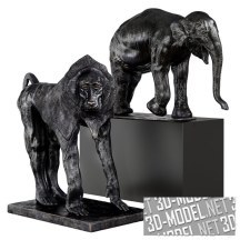 3d-модель Скульптуры от Eichholtz (Elephant, Baboon)