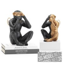 3d-модель Скульптура в виде сидящей обезьяны