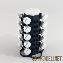 3d-модель Восьмигранная стойка с гантелями