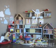 3d-модель Стеллажи-домики, полки и игрушки