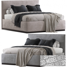 3d-модель Кровать INCREDI в серой и бежевой обивке