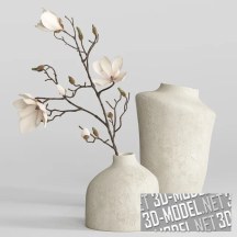 3d-модель Керамические вазы от H&M Home с магнолией