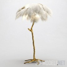 3d-модель Лампа из страусиных перьев с золотой основой