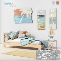 3d-модель Кровать-кушетка IKEA ТАРВА и декор