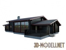 3d-модель Современный дом из черного бруса