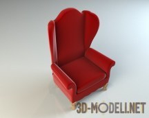 3d-модель Красное велюровое кресло