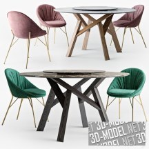 3d-модель Комплект мебели стол Jungle и стулья Lilly от Calligaris