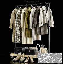 3d-модель Коллекция женских пальто на вешалке