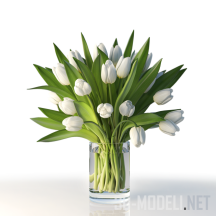3d-модель Белые тюльпаны в стакане