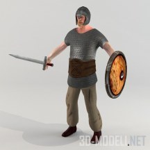 3d-модель Средневековый воин low-poly