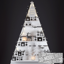 3d-модель Стеллаж в виде Рождественской елки с аксессуарами