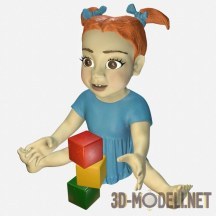 3d-модель Кукла Маша с тремя кубиками