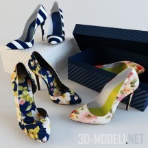 3d-модель Три пары летних женских туфель