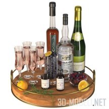 3d-модель Cет с алкогольными напитками и ягодами
