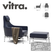 3d-модель Лаунж-кресло FAUTEUIL с оттоманкой от VITRA (коллекция SUITA)