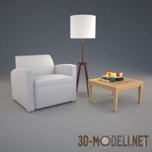 3d-модель Комплект мебели и аксессуаров для обустройства уголка отдыха