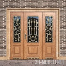 3d-модель Входная классическая дверь, три створки