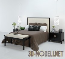 3d-модель Кровать с подвесами над тумбочками