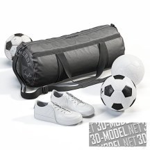 3d-модель Спортивная сумка с кроссовками и мячами