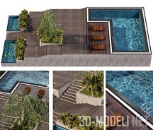 3d-модель Бассейн и площадка для отдыха