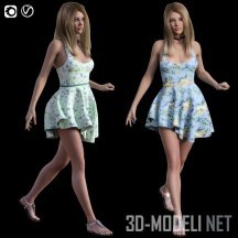 3d-модель Красивая девченка в коротком платье