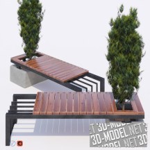 3d-модель Садовая скамейка с интегрированной туей