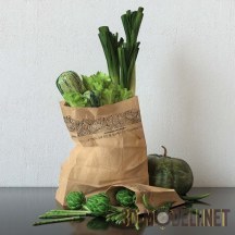 3d-модель Набор овощей в пакете, с артишоком