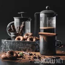 3d-модель Натюрморт с кофе и шоколадом
