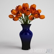 3d-модель Тюльпаны в синей вазе
